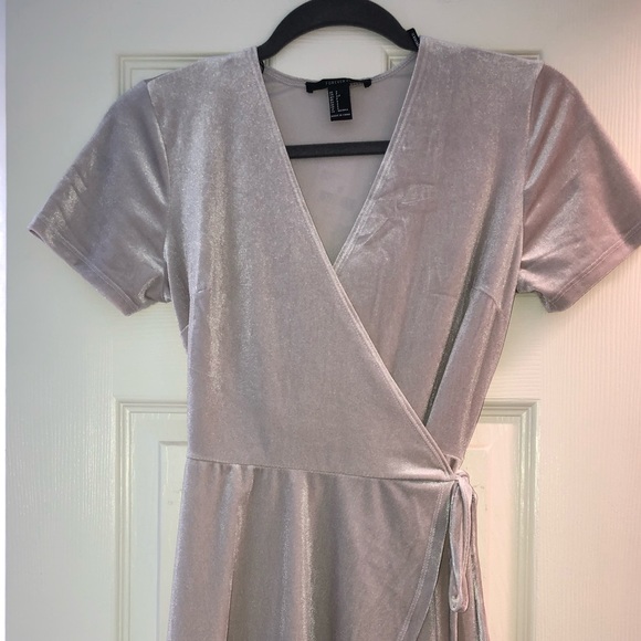 Silver Velvet Forever 21 Wrap Dress - Picture 1 of 4